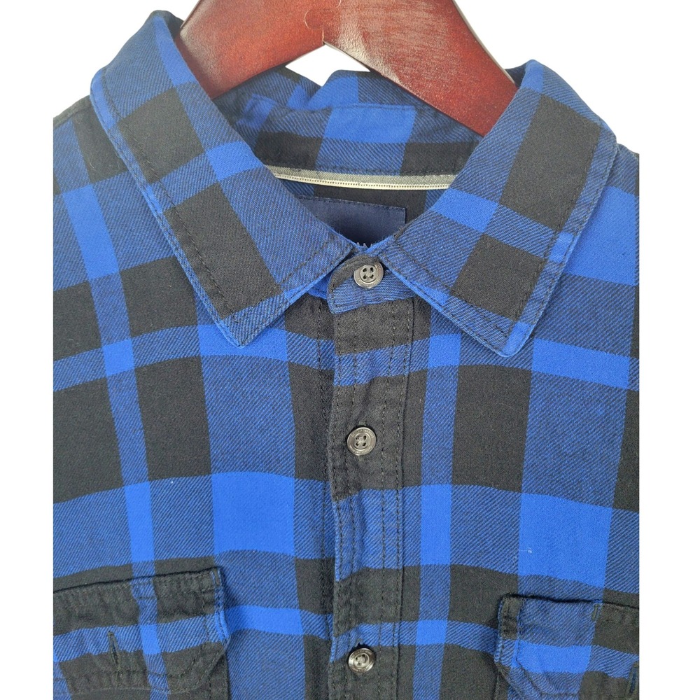 Calvin Klein‎ Jeans Mens L Blue Black Plaid Flannel Long Sleeve Shirt